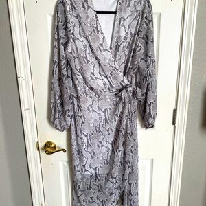 Express snake print wrap dress